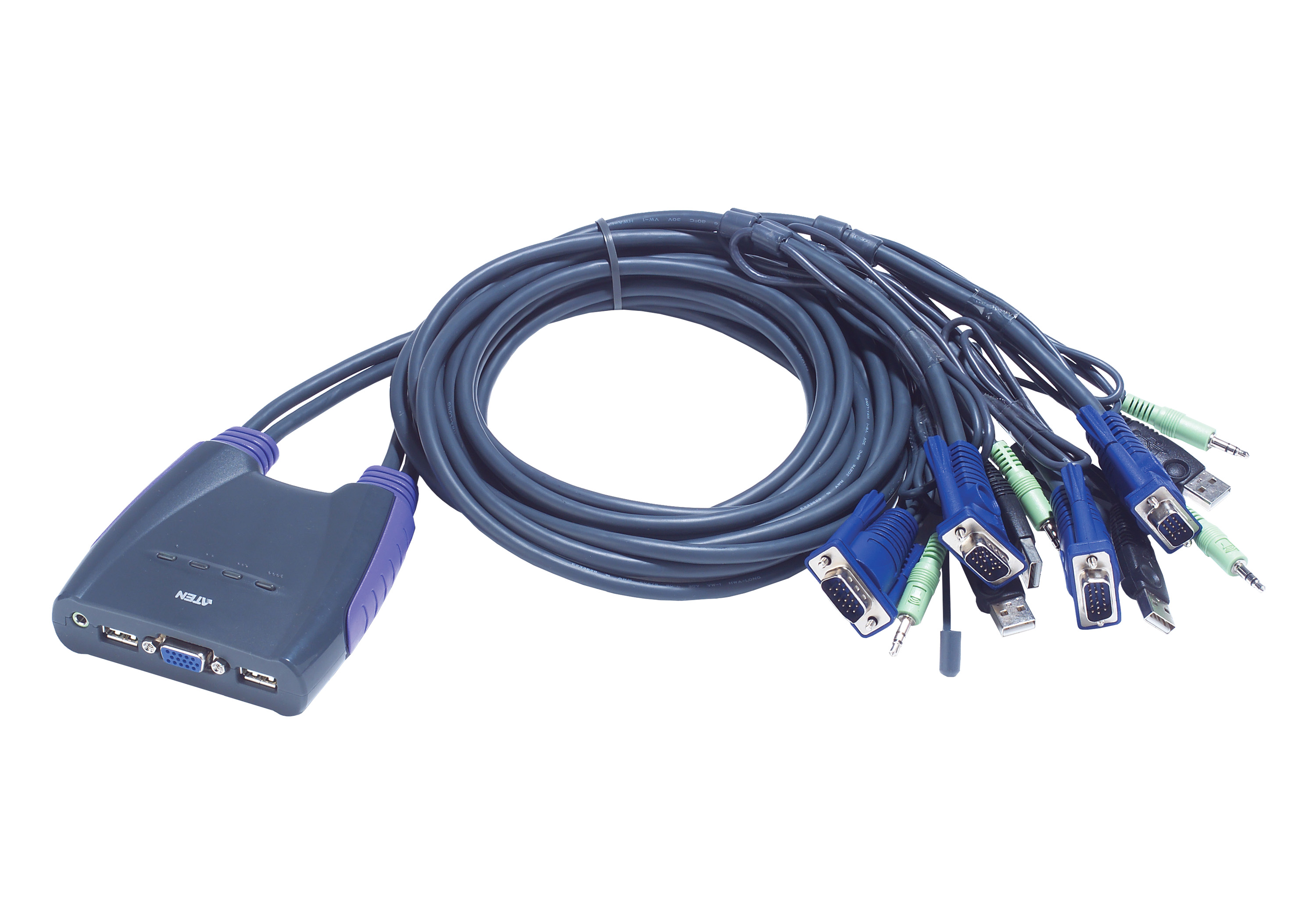 ATEN CS64U Кабельный kvm переключатель USB VGA аудио 4 порта 1.8м - фото