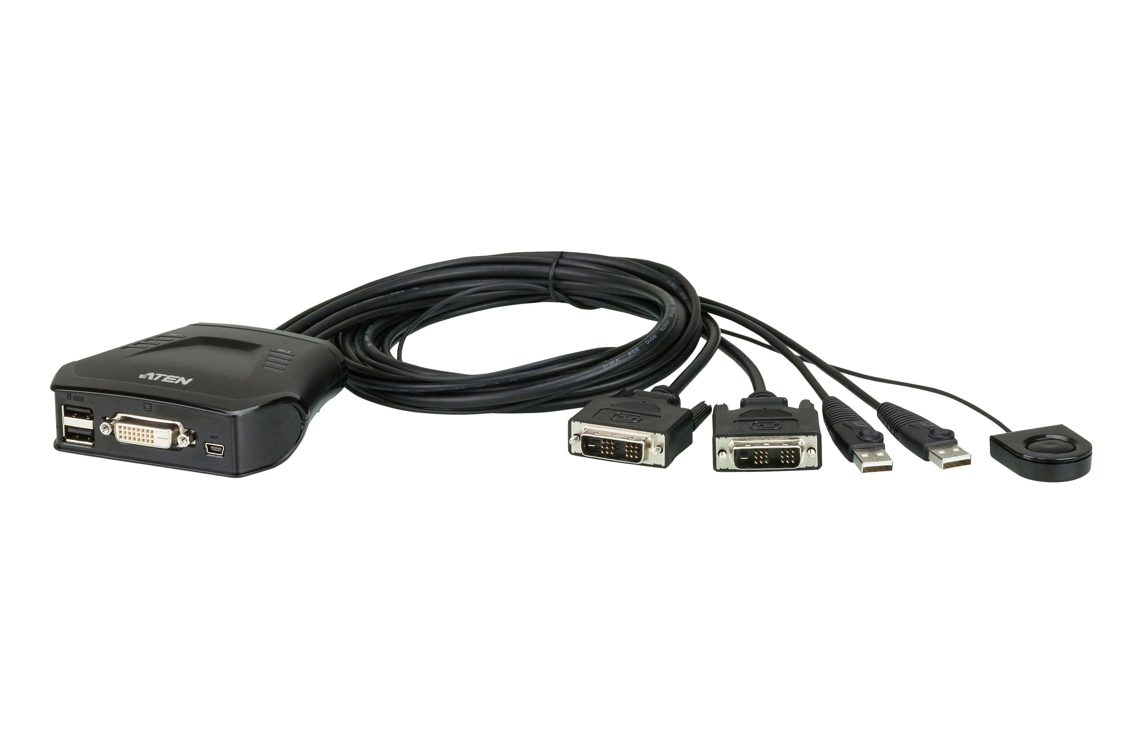 ATEN CS22D, 2-портовый, USB, DVI, кабельный КВМ-коммутатор / CS22D-AT - фото